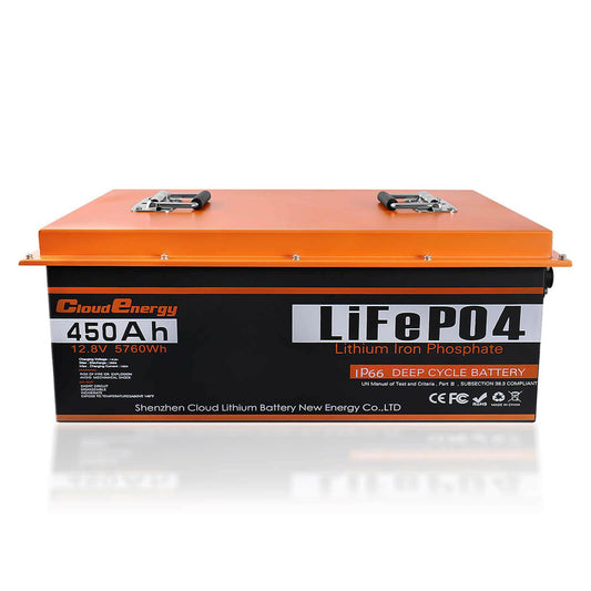 CloudEnergy 12V 450Ah LiFePO4 Solar Battery - Heavy-Duty Steel Shell & 10-Year Lifespan