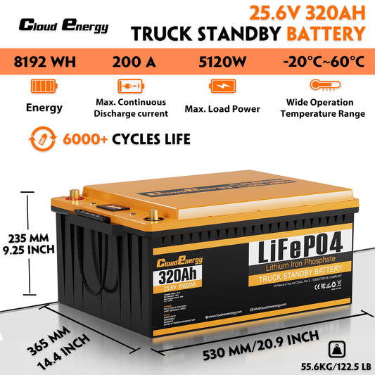 Cloudenergy LiFePO4 24V 320Ah Truck Battery