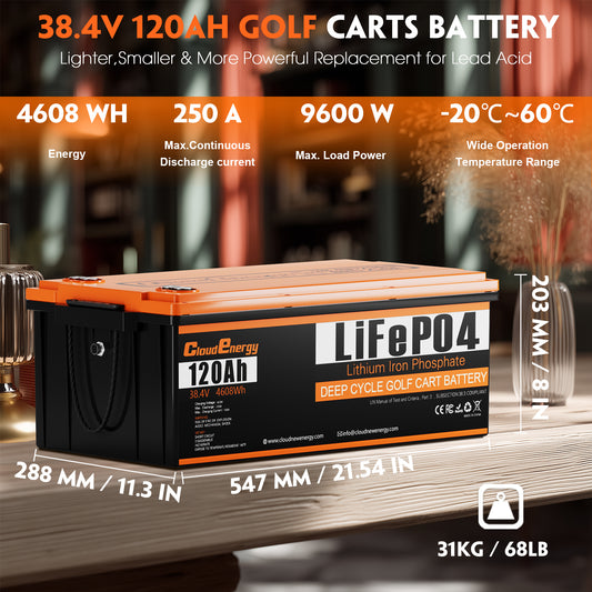 36V(38.4V) 120Ah ABS shell Lithium Golf Cart Battery With 20A Charge