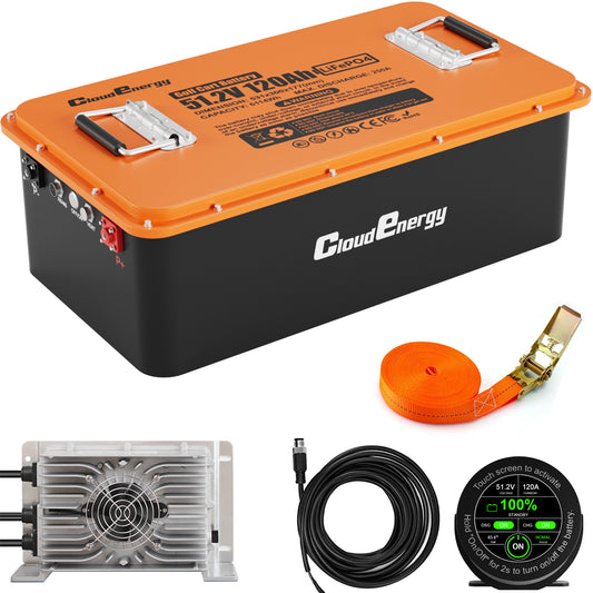 Cloudenergy 48V (51.2V) 120Ah LiFePO4 Golf Cart Battery — Circular Display MOD