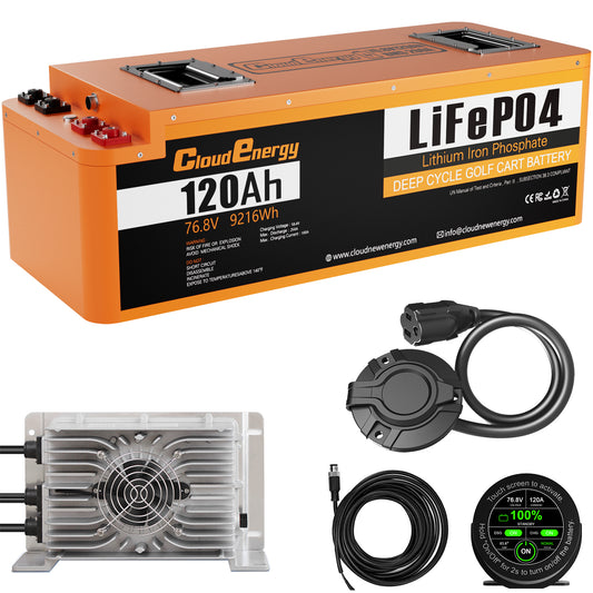 Cloudenergy 72V (76.8V) 120Ah LiFePO4 Golf Cart Battery — Circular Display MOD