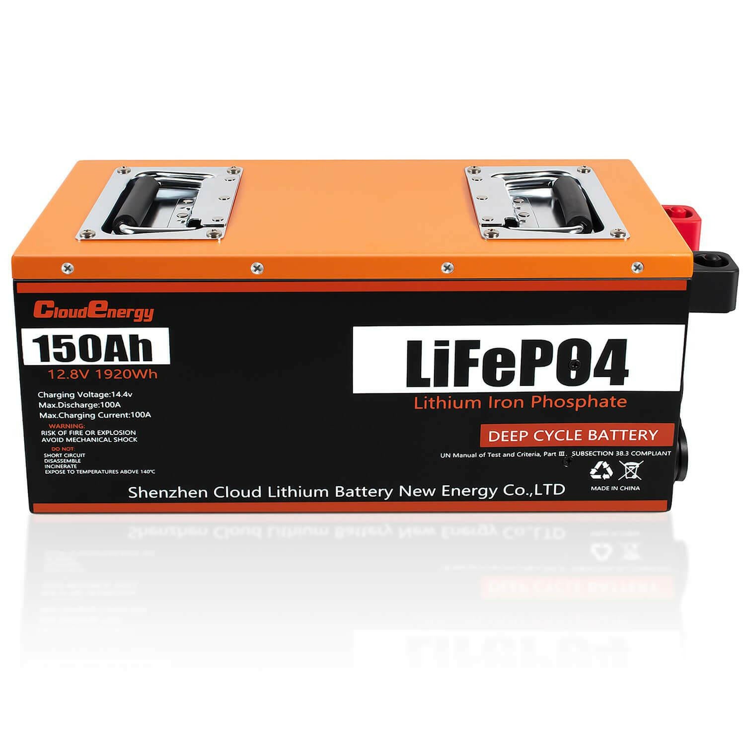 CloudEnergy 12V 150Ah LiFePO4 Solar Battery - Durable Steel Shell & 10+ Year Lifespan