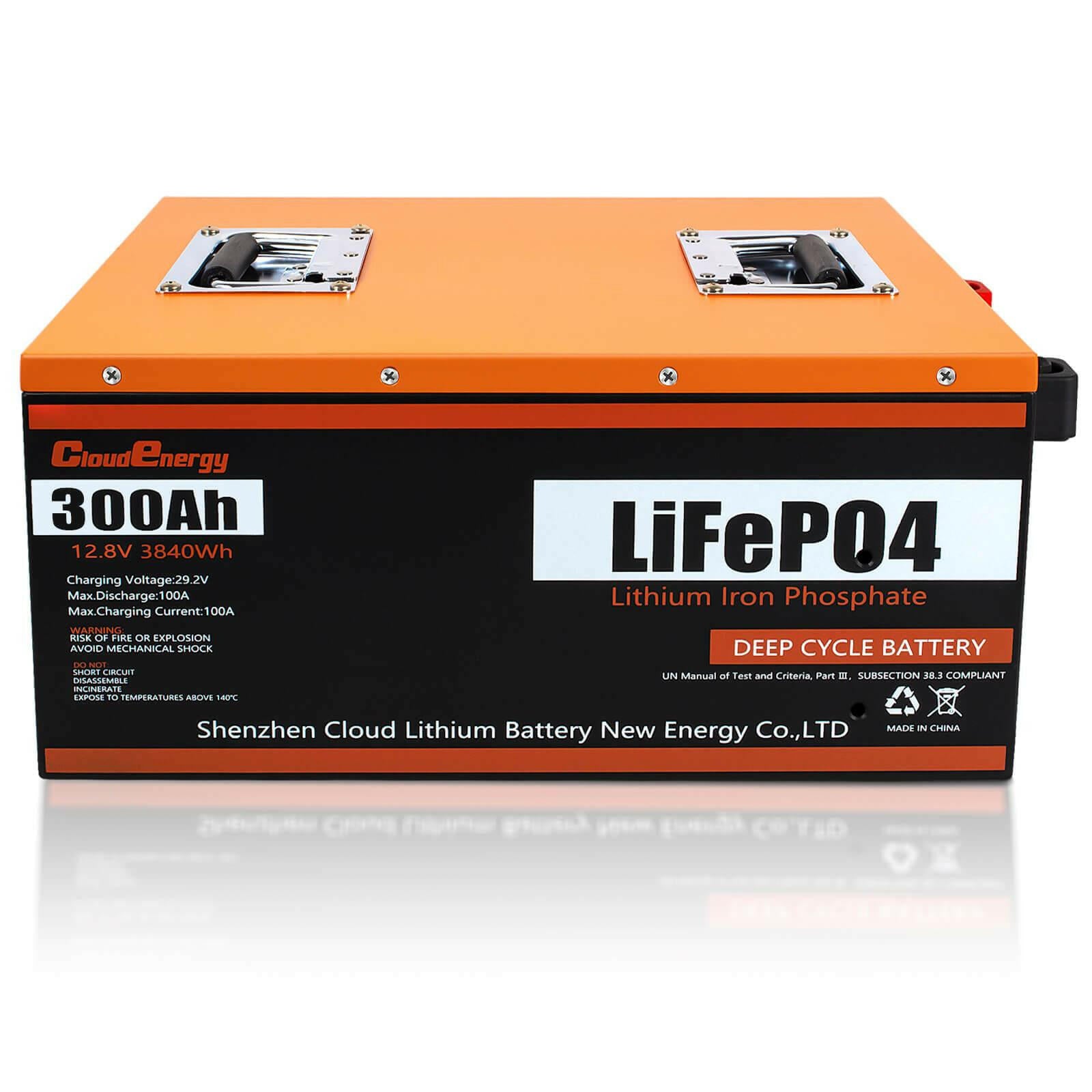 CloudEnergy 12V 300Ah LiFePO4 Solar Battery - Heavy-Duty Steel Shell & 10+ Year Lifespan