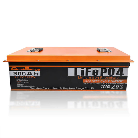 CloudEnergy 24V 300Ah LiFePO4 Lithium Battery, Build-In 200A BMS, 7680Wh Energy - CloudEnergy