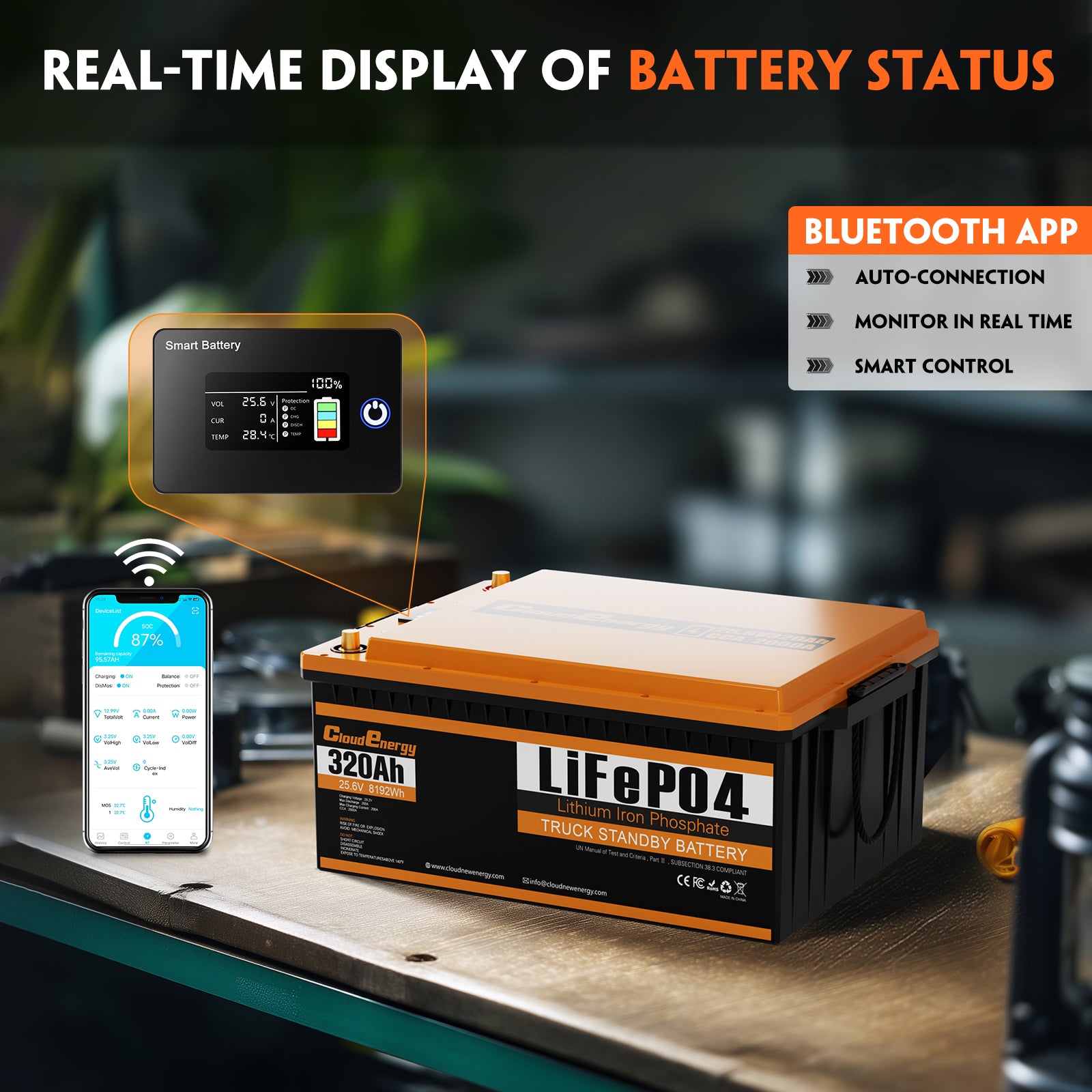 Cloudenergy LiFePO4 24V 320Ah Truck Battery