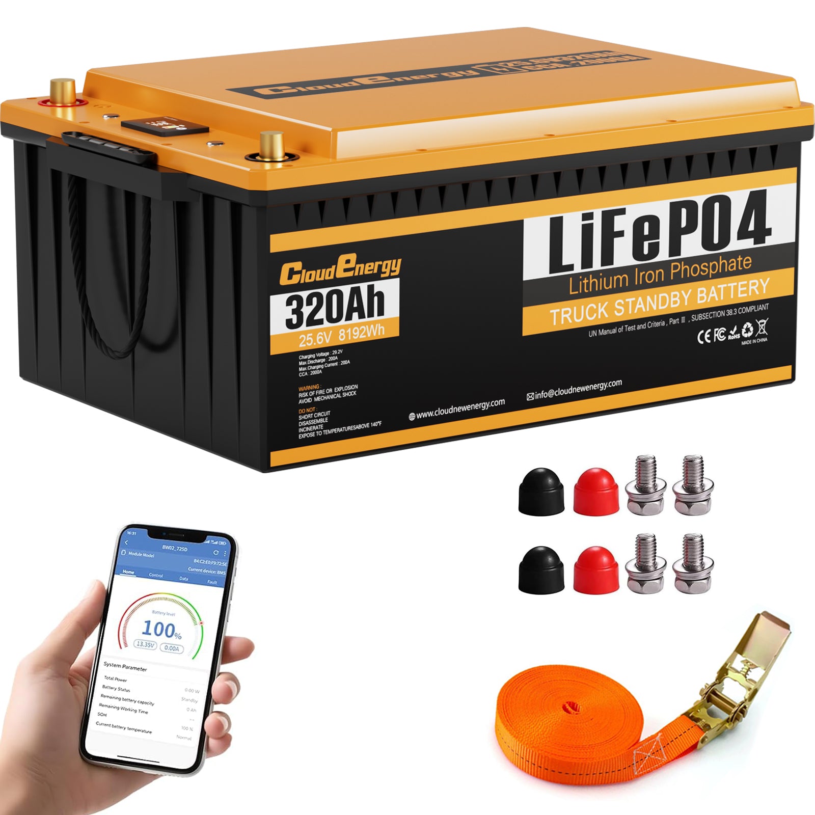 Cloudenergy LiFePO4 24V 320Ah Truck Battery