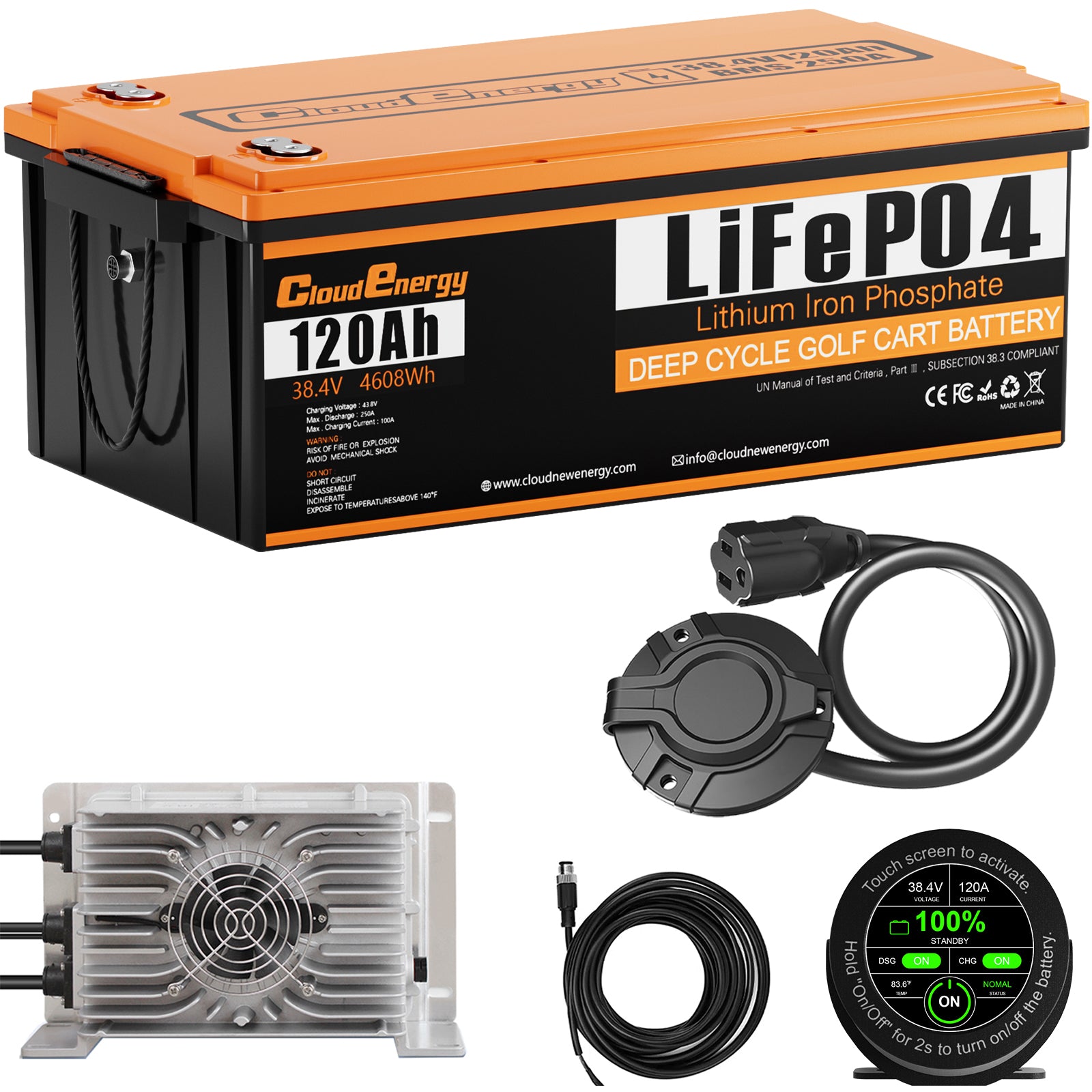 36V(38.4V) 120Ah  ABS shell Lithium Golf Cart Battery With 20A Charge
