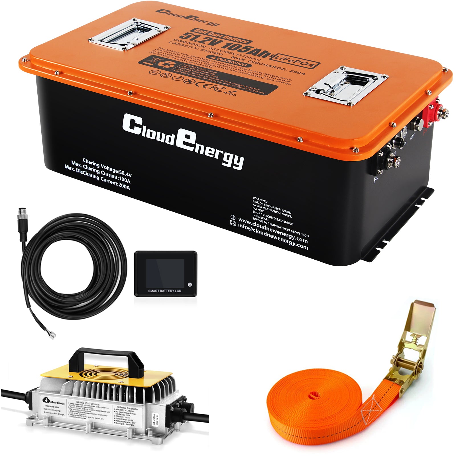 48V 100AH LiFePO4 Golf Cart Battery with Charger – CloudEnergy