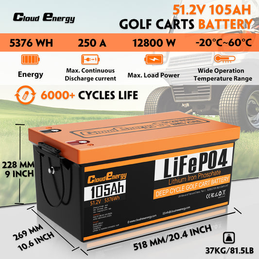 48V(51.2V) 105Ah Lithium Golf Cart Battery  With 20A Charger