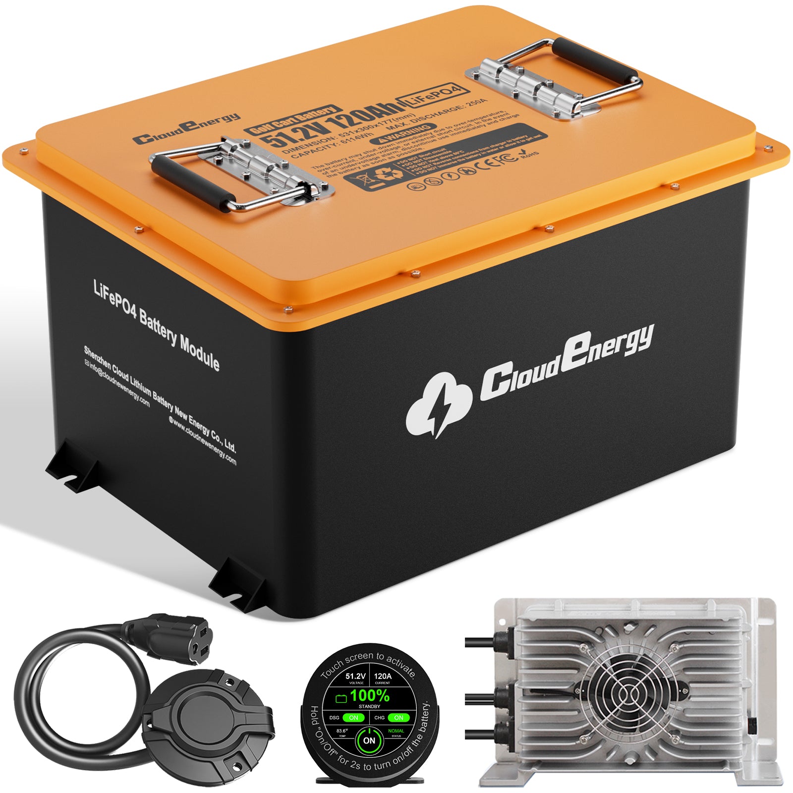 48V (51.2V) 120Ah Compact Metal Case Golf Cart Battery