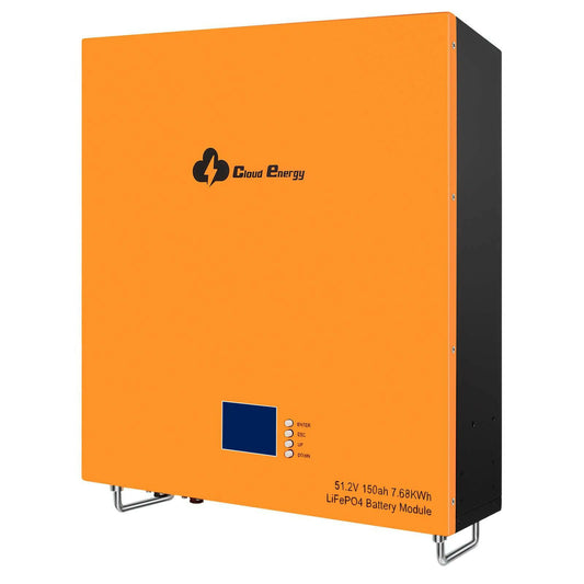 CloudEnergy 48V 150Ah LiFePO4 Li-ion battery, built-in 100A BMS, max load power 7680W. wall mounted - CloudEnergy