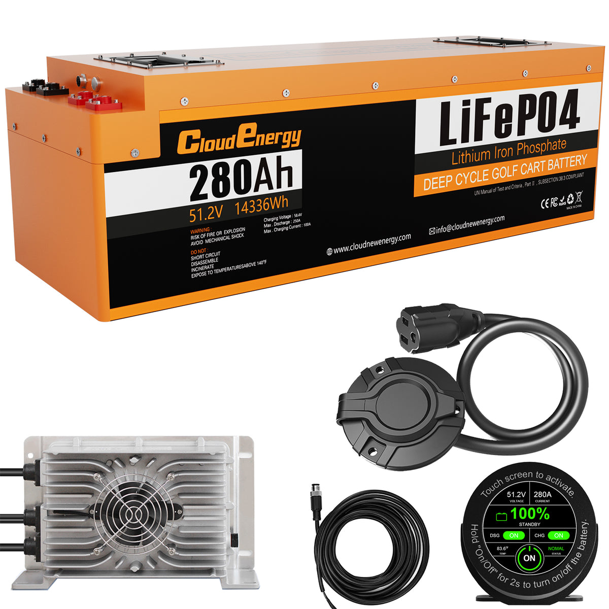 48V 280Ah Lithium Golf Cart Battery | 250A BMS | Cloudenergy