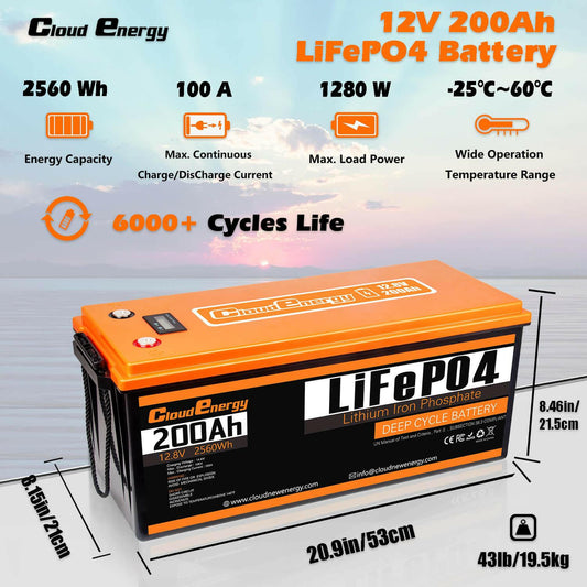 Cloudenergy 12.8V 200Ah LiFePO4 Battery: Robust Energy & Expandable Storage - CloudEnergy
